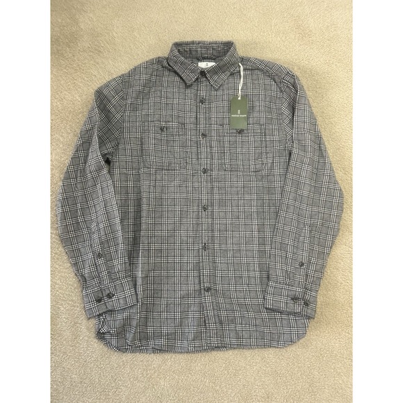 Mutual Weave Shirt Men Long Sleeve Gray Black Plaid Button Down Size M Flannel - Picture 1 of 10
